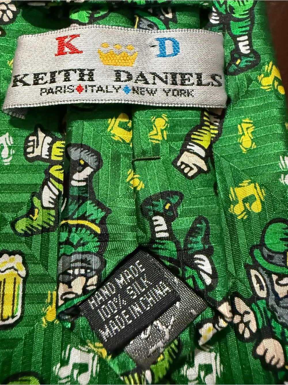 Keith Daniels Green Novelty Leprechaun Silk Tie